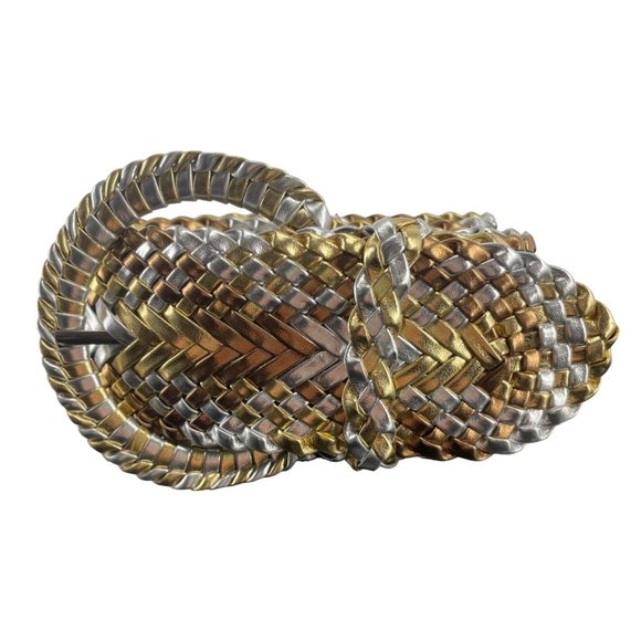 N/A Accessories - NWOT Women's Size Medium Multi-Colored Gold, Silver & Bronze Woven Metallic Belt